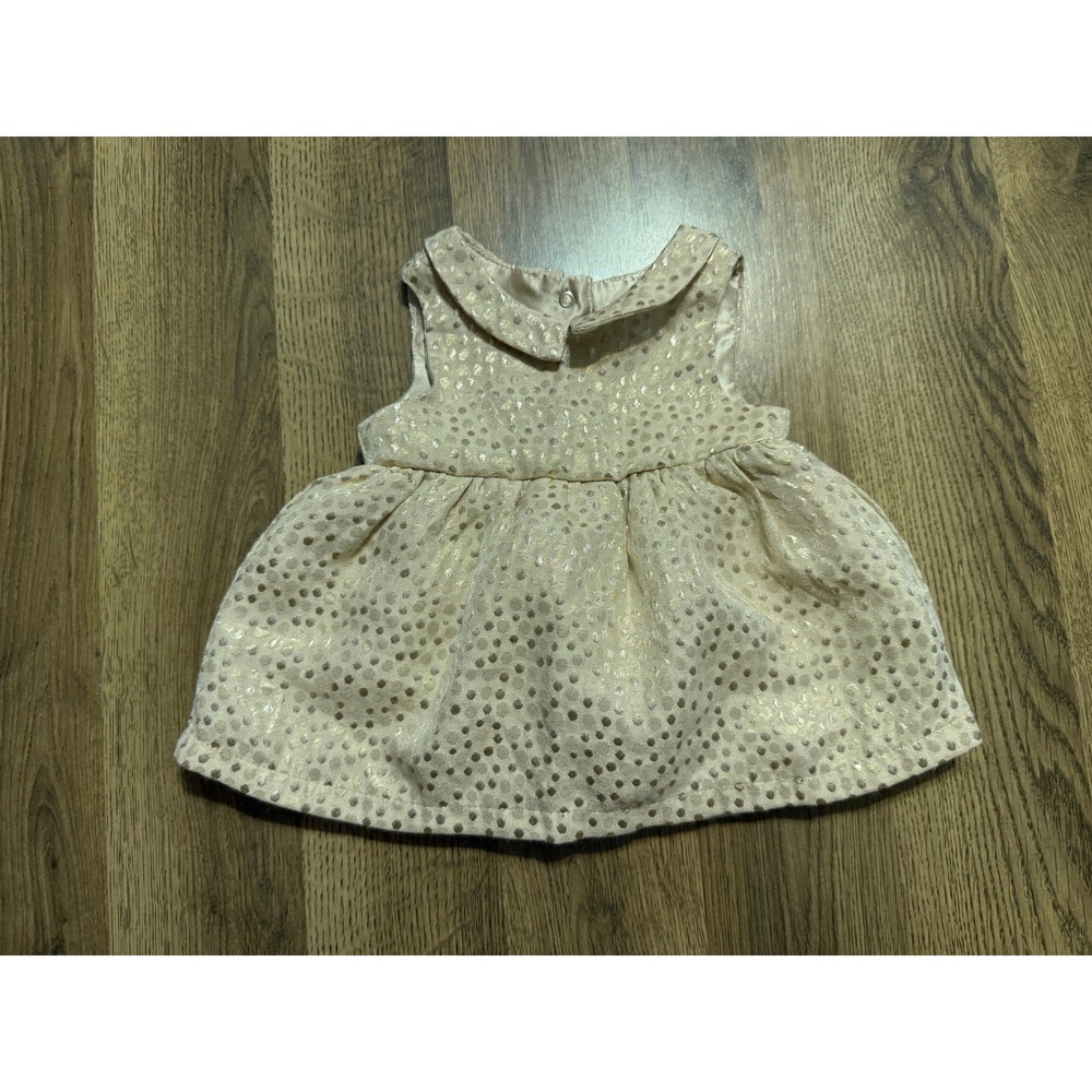 Cat & Jack Dress Baby Size 3-6M Gold Polka Dot Sleeveless Peter Pan Collar